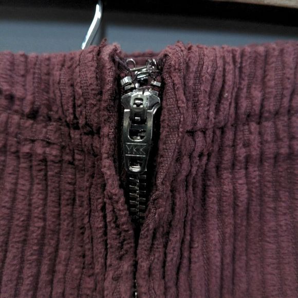 Free People Womens Kendall Corduroy Mini Skirt Size 2 Purple Raw Hem High Rise - Picture 6 of 10